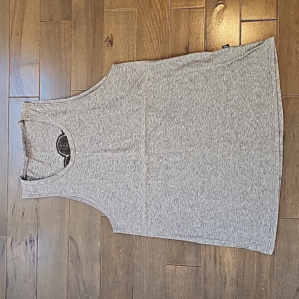 LAST CALL- Terez Burnout Tank Top, Grey with Black Mudra Burnout on Back, Small